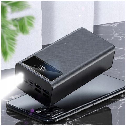 Powerbank 50000mAh z 4 portami USB-C, mikro USB i Lightning, LED