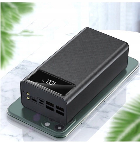 Powerbank 50000mAh z 4 portami USB-C, mikro USB i Lightning, LED
