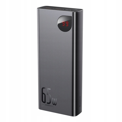 Baseus Powerbank 20000Mah 65W Pd Qc 3.0 2X Usb Usb-C Wyświetlacz Led Metal