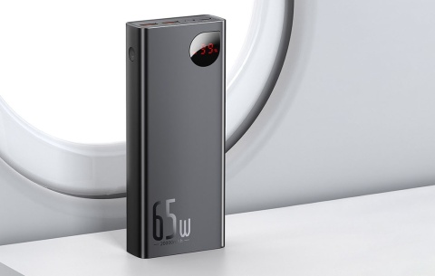 Baseus Powerbank 20000Mah 65W Pd Qc 3.0 2X Usb Usb-C Wyświetlacz Led Metal