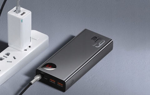 Baseus Powerbank 20000Mah 65W Pd Qc 3.0 2X Usb Usb-C Wyświetlacz Led Metal