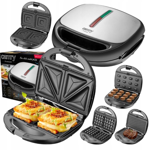 Wielofunkcyjny Opiekacz Camry CR 3042 5w1 - Grill, Gofry, Tosty 1200W