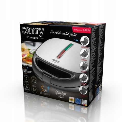 Wielofunkcyjny Opiekacz Camry CR 3042 5w1 - Grill, Gofry, Tosty 1200W