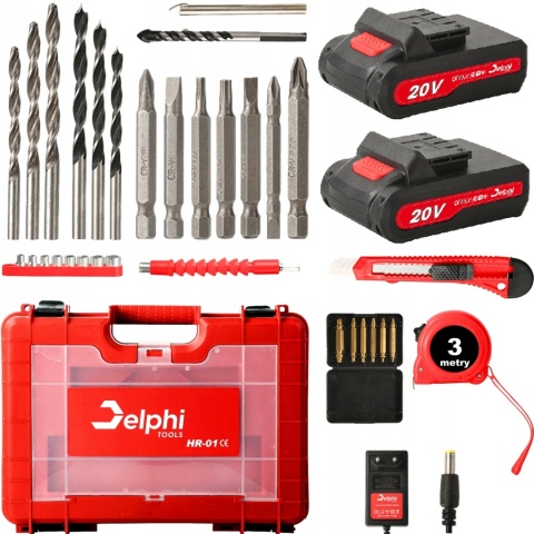 Udarowa Wiertarko-Wkrętarka 20V 2Xaku Delphi Tools Z Walizką I Akcesoriami