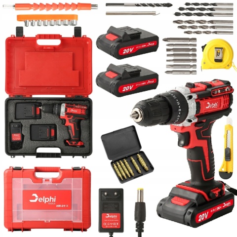Udarowa Wiertarko-Wkrętarka 20V 2Xaku Delphi Tools Z Walizką I Akcesoriami
