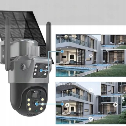 Zewnętrzna Kamera Solarna 4K 8Mp: Dwa Obiektywy, Auto-Detekcja, Sim 4G Lte