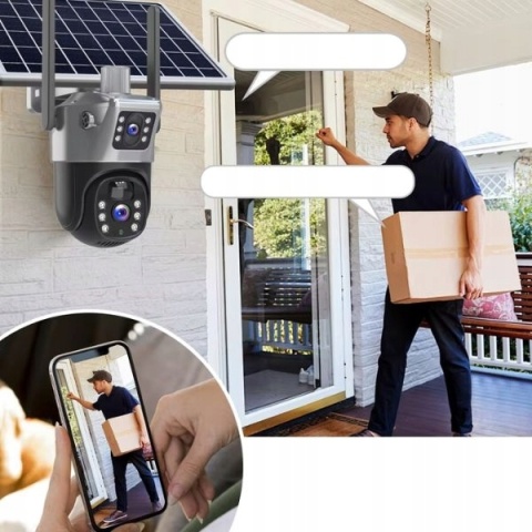 Zewnętrzna Kamera Solarna 4K 8Mp: Dwa Obiektywy, Auto-Detekcja, Sim 4G Lte