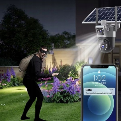 Zewnętrzna Kamera Solarna 4K 8Mp: Dwa Obiektywy, Auto-Detekcja, Sim 4G Lte