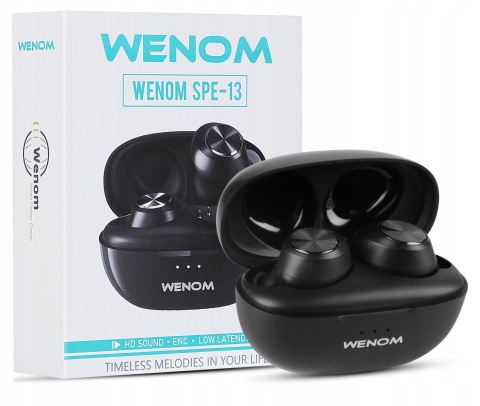BEZPRZEWODOWE SŁUCHAWKI DOKANAŁOWE BLUETOOTH V5.3 WODOODPORNE WENOM SPE-13