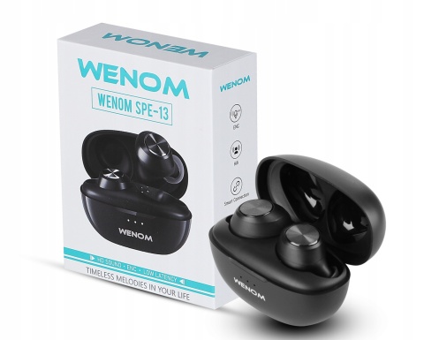 BEZPRZEWODOWE SŁUCHAWKI DOKANAŁOWE BLUETOOTH V5.3 WODOODPORNE WENOM SPE-13