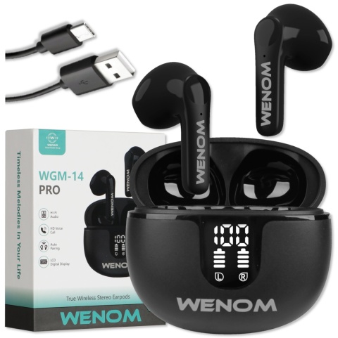 BEZPRZEWODOWE SŁUCHAWKI DOKANAŁOWE WENOM WGM 14 PRO TWS DOSKONAŁE DO SPORTU