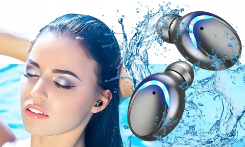 BEZPRZEWODOWE SŁUCHAWKI DOUSZNE ETUI POWERBANK DOSKONAŁY DŹWIĘK DEEP BASS