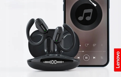 BEZPRZEWODOWE SŁUCHAWKI DOUSZNE ZAUSZNE LENOVO XT80 CZARNE WODOODPORNE IPX7