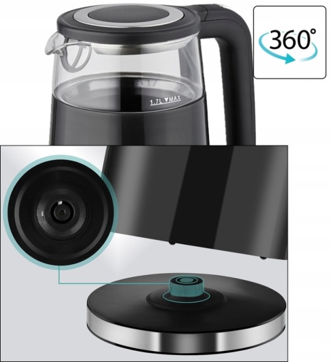 CZAJNIK ELEKTRYCZNY REGULACJA TEMPERATURY DIGITAL 40°C - 100°C 1,7L 2200W