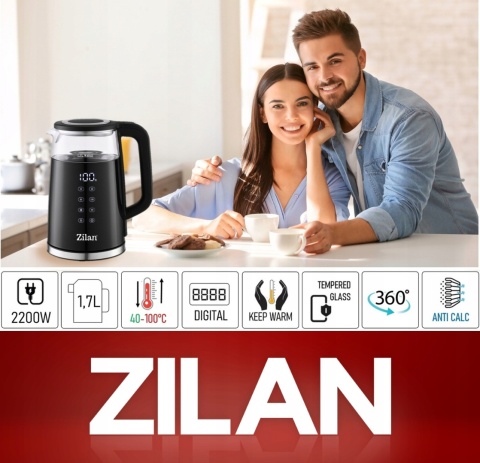 CZAJNIK ELEKTRYCZNY REGULACJA TEMPERATURY DIGITAL 40°C - 100°C 1,7L 2200W