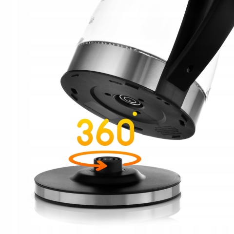 CZAJNIK ELEKTRYCZNY SZKLANY BEZPRZEWODOWY PODŚWIETLANY LED MOCNY 2200W 2L