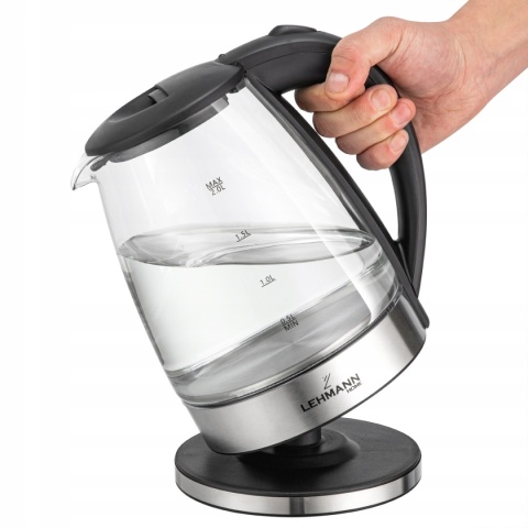 CZAJNIK ELEKTRYCZNY SZKLANY BEZPRZEWODOWY PODŚWIETLANY LED MOCNY 2200W 2L