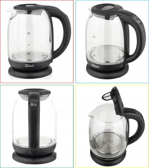 CZAJNIK ELEKTRYCZNY SZKLANY REGULACJA TEMPERATURY 5 KOLORÓW LED 2200W