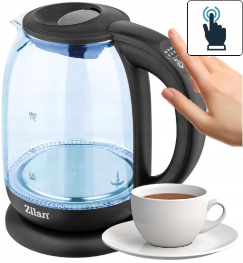 CZAJNIK ELEKTRYCZNY SZKLANY REGULACJA TEMPERATURY 5 KOLORÓW LED 2200W