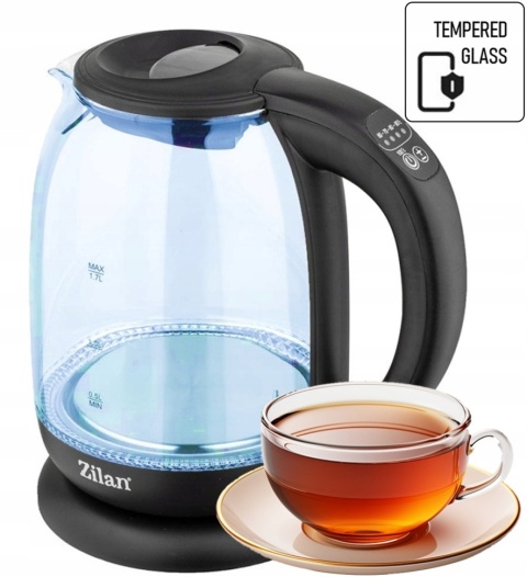 CZAJNIK ELEKTRYCZNY SZKLANY REGULACJA TEMPERATURY 5 KOLORÓW LED 2200W