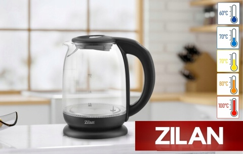 CZAJNIK ELEKTRYCZNY SZKLANY REGULACJA TEMPERATURY 5 KOLORÓW LED 2200W