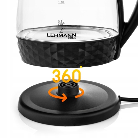 CZAJNIK ELEKTRYCZNY SZKLANY Z PODŚWIETLENIEM MOCNY 2200W BEZPRZEWODOWY 2L