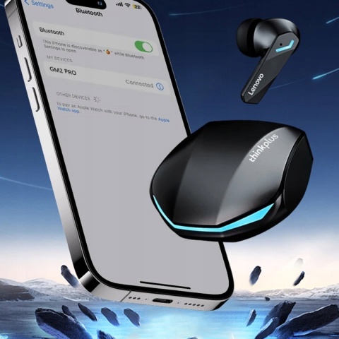 DOKANAŁAOWE SŁUCHAWKI BEZPRZEWODOWE LENOVO GM2 PRO IDEALNE DO GRY POWERBANK