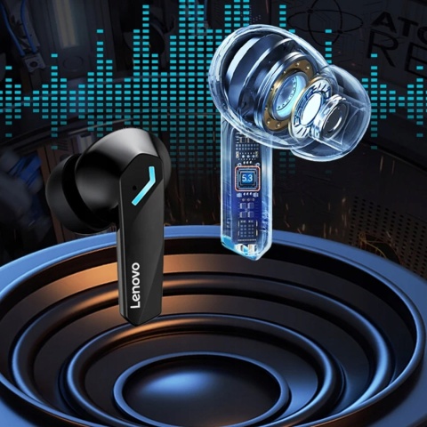 DOKANAŁAOWE SŁUCHAWKI BEZPRZEWODOWE LENOVO GM2 PRO IDEALNE DO GRY POWERBANK