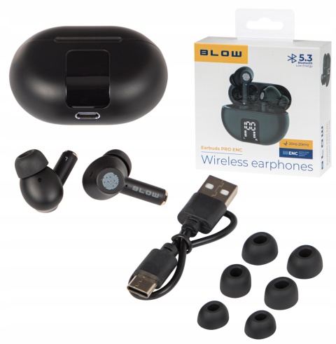 DOKANAŁOWE SŁUCHAWKI BEZPRZEWODOWE PRO ENC BLUETOOTH 5.3 USB-C POWERBANK