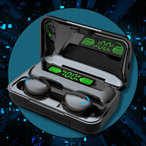 DOUSZNE BEZPRZEWODOWE SŁUCHAWKI BLUETOOTH 5.1 SPORTOWE Z POWERBANKIEM IPX4