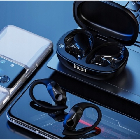 DOUSZNE BEZPRZEWODOWE SŁUCHAWKI LP75 Z FUNKCJĄ BLUETOOTH ETUI ŁADUJĄCE -40H