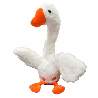 INTERAKTYWNA ZABAWKA TAŃCZĄCA GĘŚ PLUSZOWA Z MUZYKĄ I NAGRYWANIEM 33CM LED