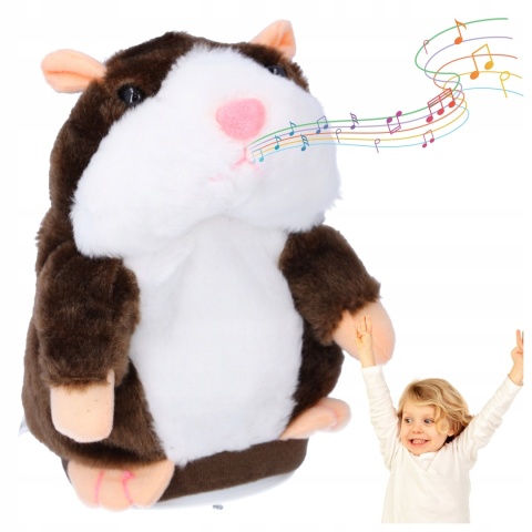 INTERAKTYWNY CHOMIK PLUSZAK POWTARZAJĄCY DŹWIĘKI ZABAWKA EDUKACYJNA 16CM