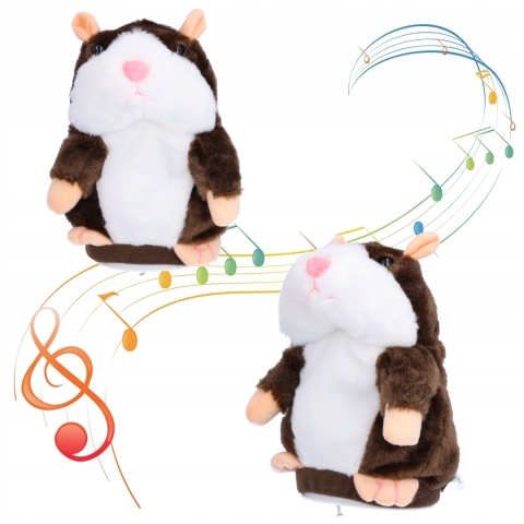 INTERAKTYWNY CHOMIK PLUSZAK POWTARZAJĄCY DŹWIĘKI ZABAWKA EDUKACYJNA 16CM