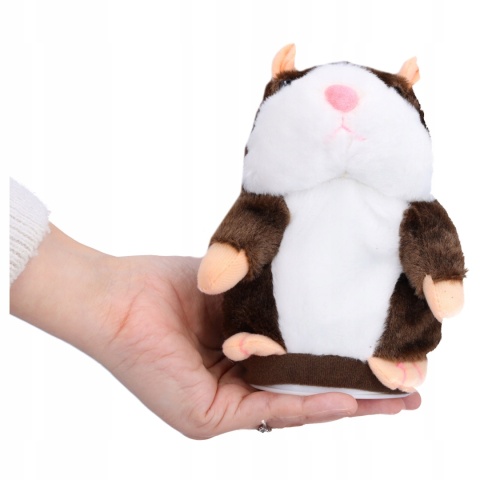 INTERAKTYWNY CHOMIK PLUSZAK POWTARZAJĄCY DŹWIĘKI ZABAWKA EDUKACYJNA 16CM