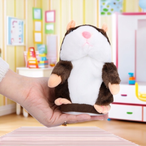 INTERAKTYWNY CHOMIK PLUSZAK POWTARZAJĄCY DŹWIĘKI ZABAWKA EDUKACYJNA 16CM