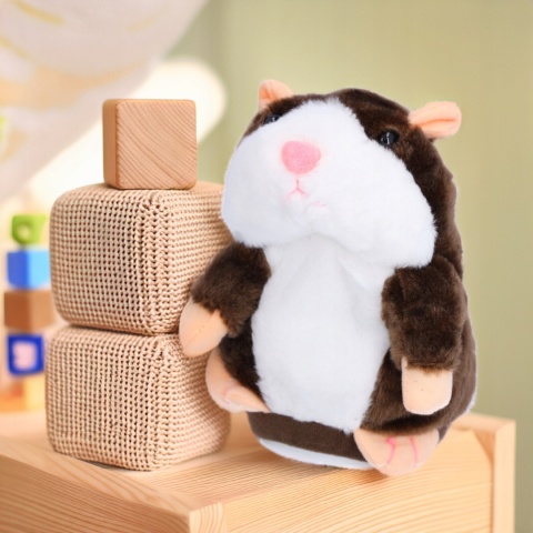 INTERAKTYWNY CHOMIK PLUSZAK POWTARZAJĄCY DŹWIĘKI ZABAWKA EDUKACYJNA 16CM