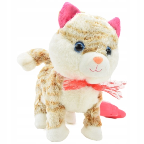 INTERAKTYWNY KOTEK PLUSZOWY NA SMYCZY, CHODZĄCY I MIAUCZĄCY, DLA DZIECI 3+