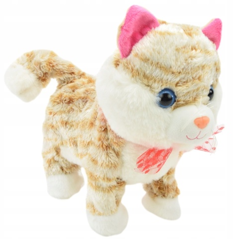 INTERAKTYWNY KOTEK PLUSZOWY NA SMYCZY, CHODZĄCY I MIAUCZĄCY, DLA DZIECI 3+