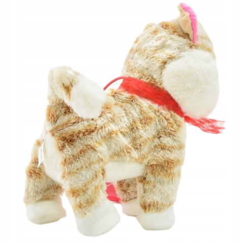 INTERAKTYWNY KOTEK PLUSZOWY NA SMYCZY, CHODZĄCY I MIAUCZĄCY, DLA DZIECI 3+