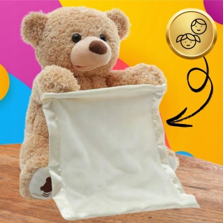 INTERAKTYWNY MÓWIĄCY MIŚ PLUSZOWY - RUCHOME ŁAPKI I BUŹKA, ZABAWA W A-KUKU