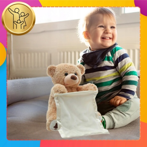 INTERAKTYWNY MÓWIĄCY MIŚ PLUSZOWY - RUCHOME ŁAPKI I BUŹKA, ZABAWA W A-KUKU