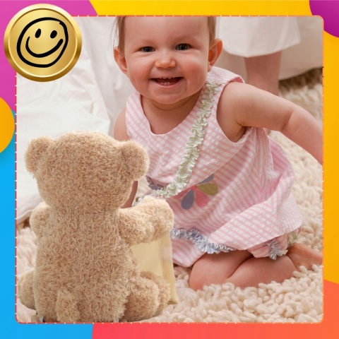 INTERAKTYWNY MÓWIĄCY MIŚ PLUSZOWY - RUCHOME ŁAPKI I BUŹKA, ZABAWA W A-KUKU