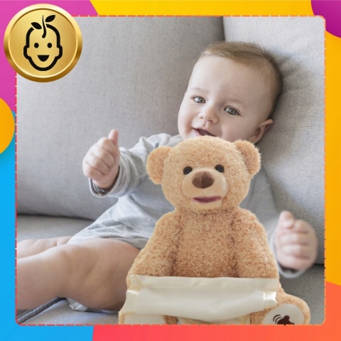 INTERAKTYWNY MÓWIĄCY MIŚ PLUSZOWY - RUCHOME ŁAPKI I BUŹKA, ZABAWA W A-KUKU