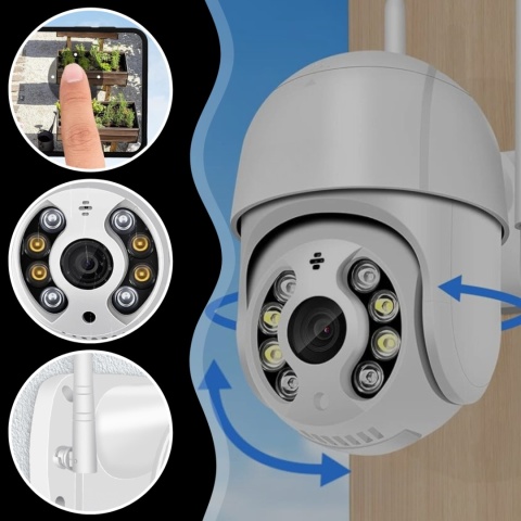 KAMERA ZWENĘTRZNA IP WIFI FULL HD 2MP OBROTOWA 355° ZOOM 4X DETEKCJA RUCHU