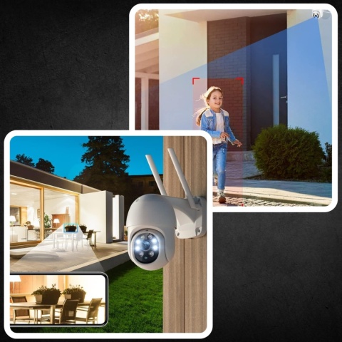 KAMERA ZWENĘTRZNA IP WIFI FULL HD 2MP OBROTOWA 355° ZOOM 4X DETEKCJA RUCHU