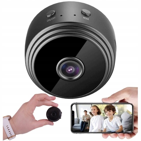 MINI KAMERA WIFI Z NOKTOWIZJĄ, FULL HD, 150° KĄT WIDZENIA, MICROSD