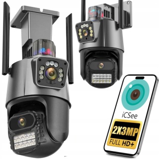 PODWÓJNA KAMERA IP ZEWNĘTRZNA WIFI OBROTOWA 3MPX FULL HD+ MONITORING ONVIF