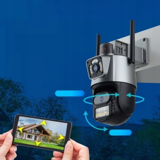 PODWÓJNA KAMERA IP ZEWNĘTRZNA WIFI OBROTOWA 3MPX FULL HD+ MONITORING ONVIF