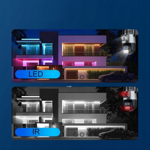 PODWÓJNA KAMERA IP ZEWNĘTRZNA WIFI OBROTOWA 3MPX FULL HD+ MONITORING ONVIF